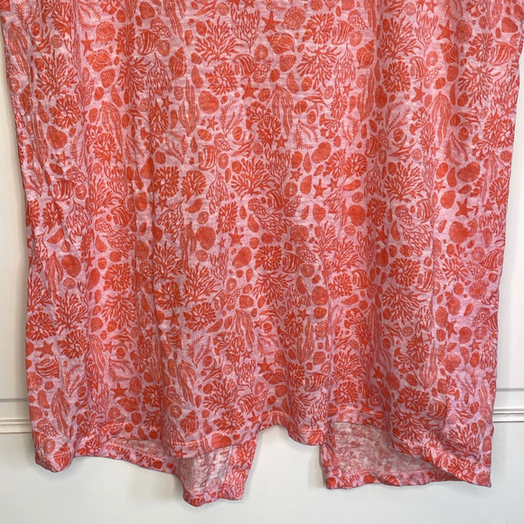 Sigrid Olsen Women's Linen Button Back Top Size M Coral Pink Fisherman Coastal - Picture 3 of 12